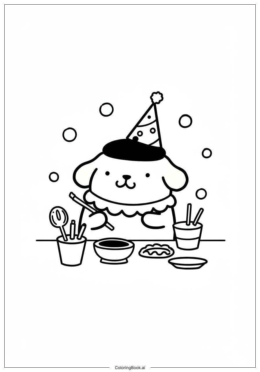 Pompompurin At Party Coloring Page