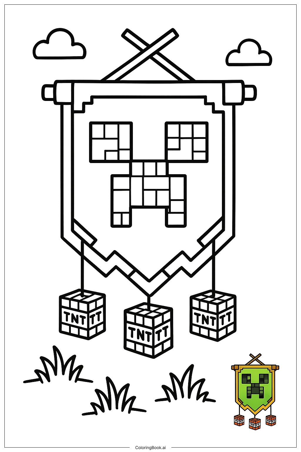 Minecraft 旗幟與苦力怕臉著色頁