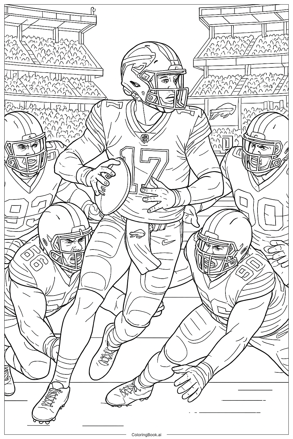  Trang tô màu Quaterback Buffalo Bills trong túi áp lực 