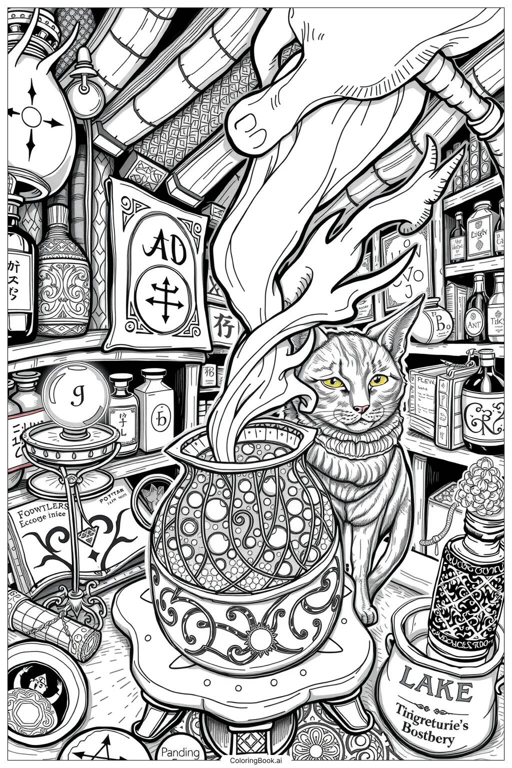  Page de coloriage potion de sorcière 