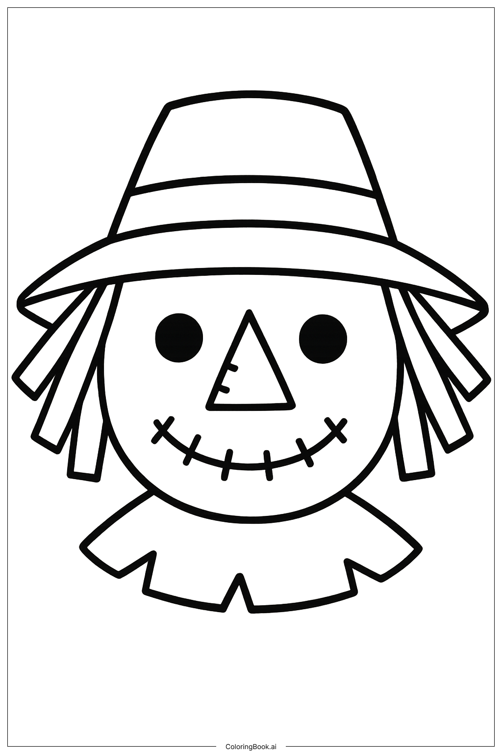 Scarecrow Face Close Up Coloring Page