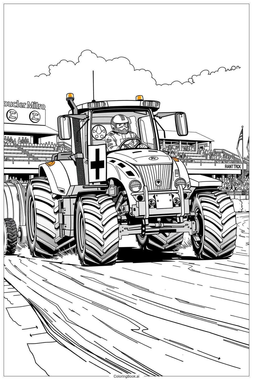  Pulling Tractor Show Coloring Page 