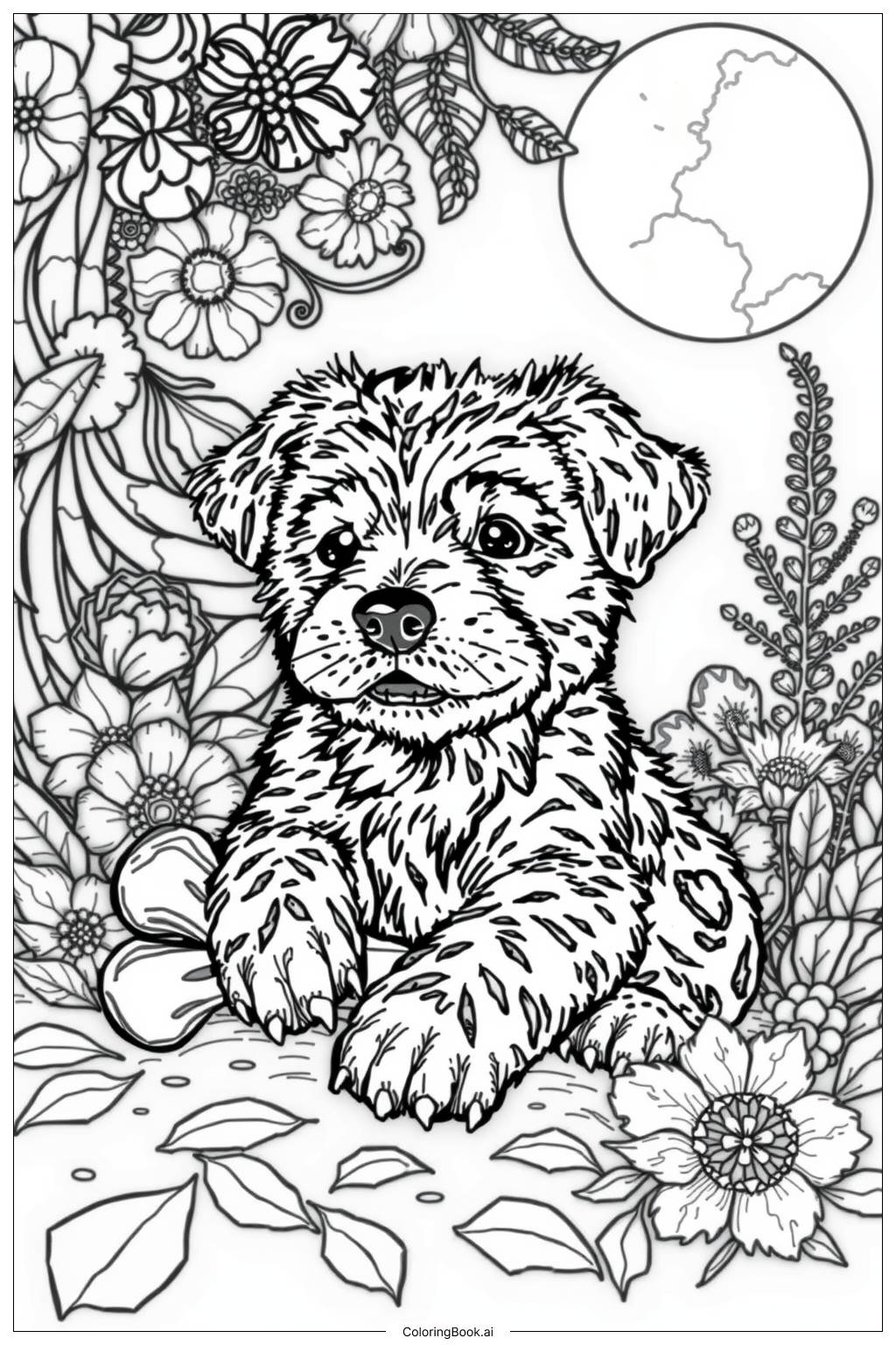  Puppy Bone Play Coloring Page 