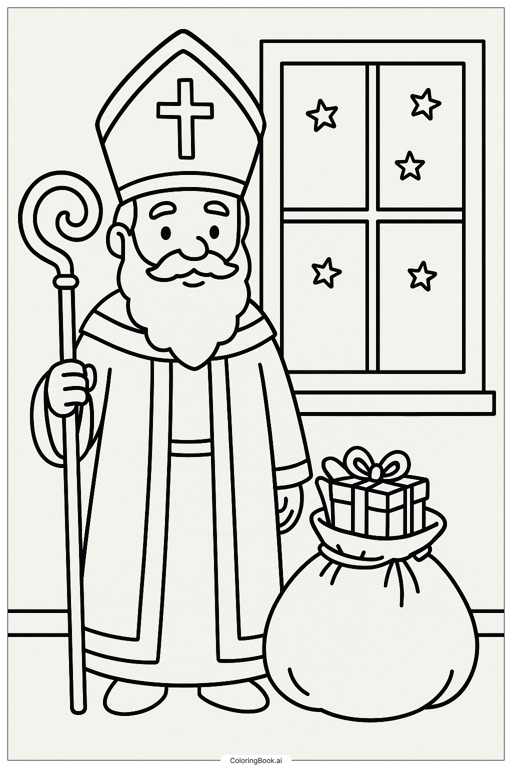 창가의 성 니콜라스 색칠공부 페이지