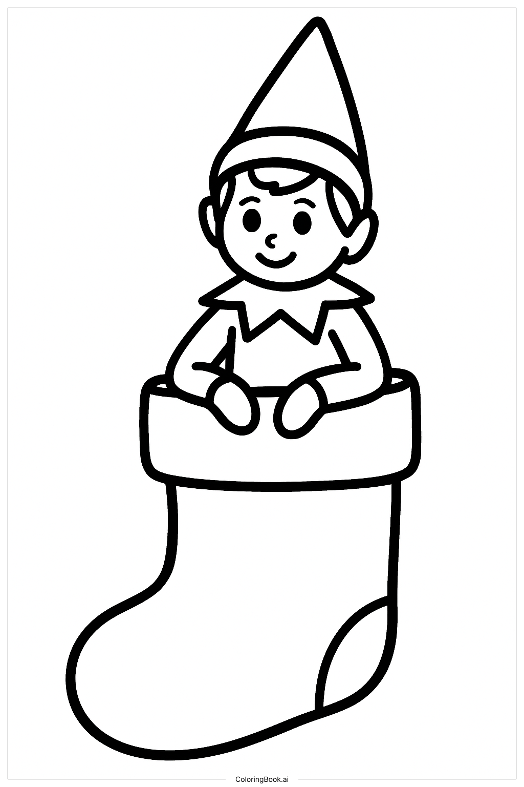  Página para colorir de Duende Na Meia 