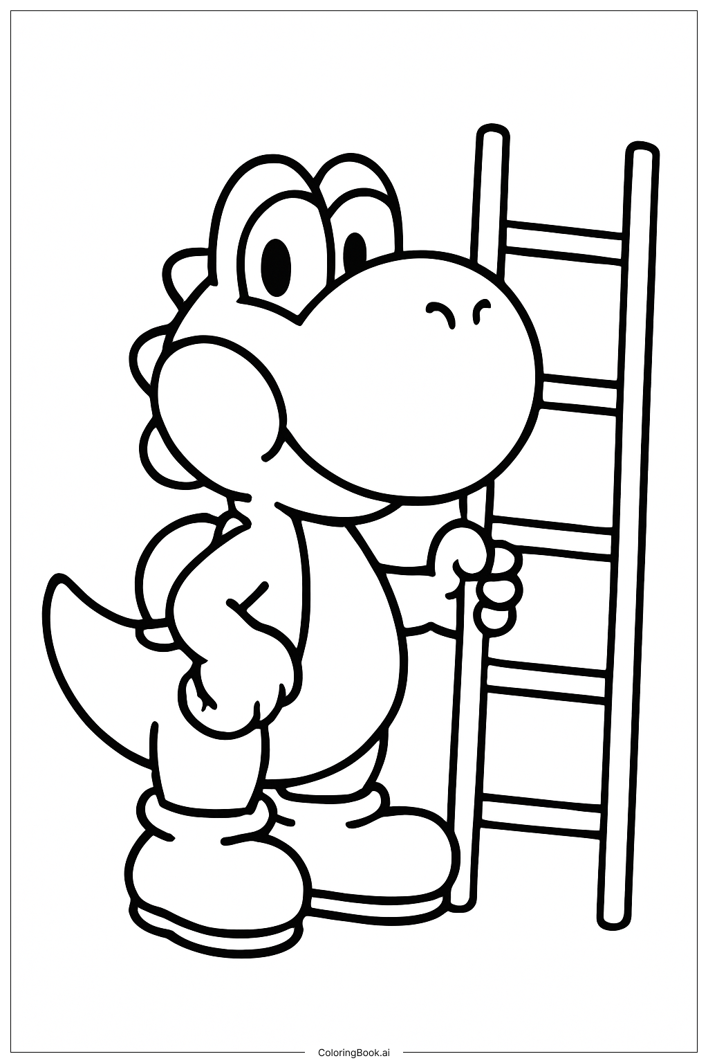 Yoshi 握著梯子著色頁