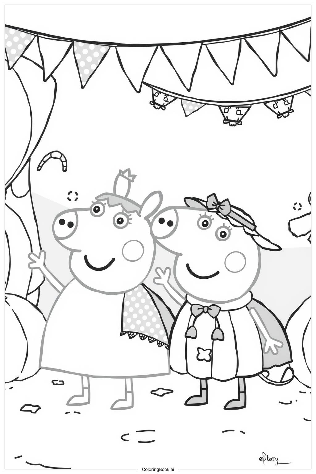  peppa halloween costume party coloring page Coloring Page 