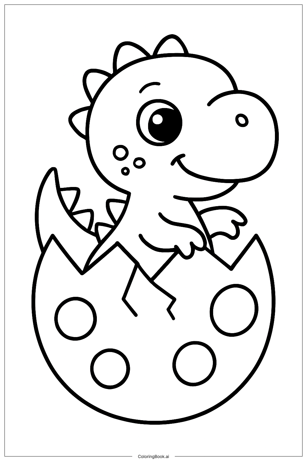  Página para colorir de Fofo Bebê T-Rex Eclodindo 