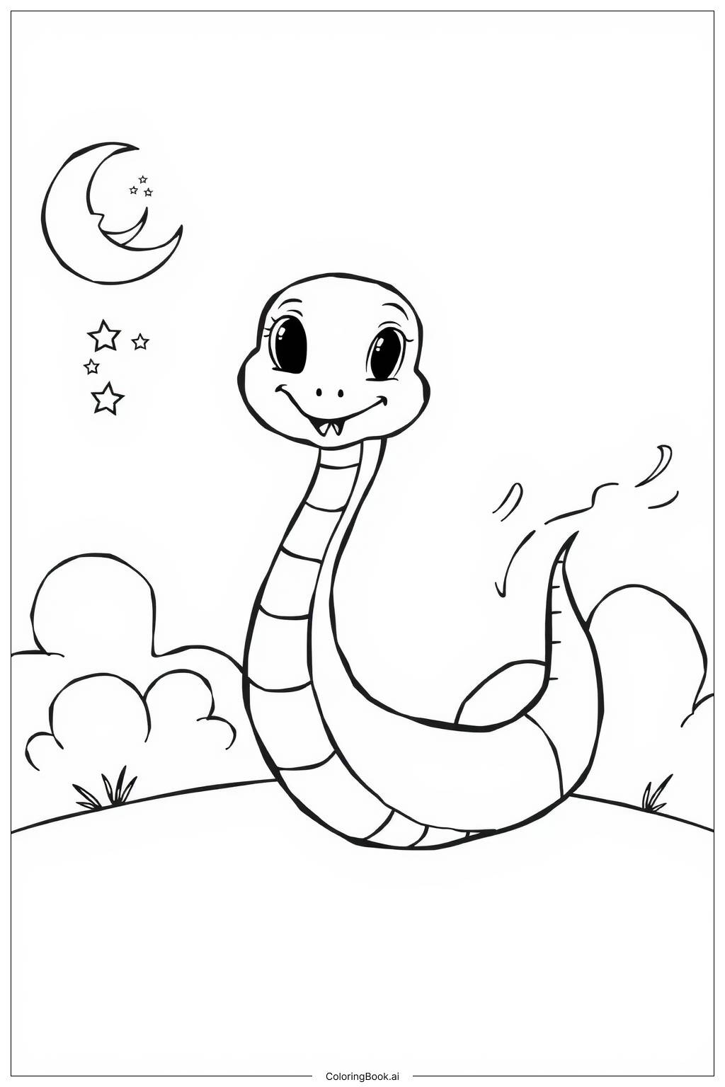  Page de coloriage Danse de Serpent au Clair de Lune 