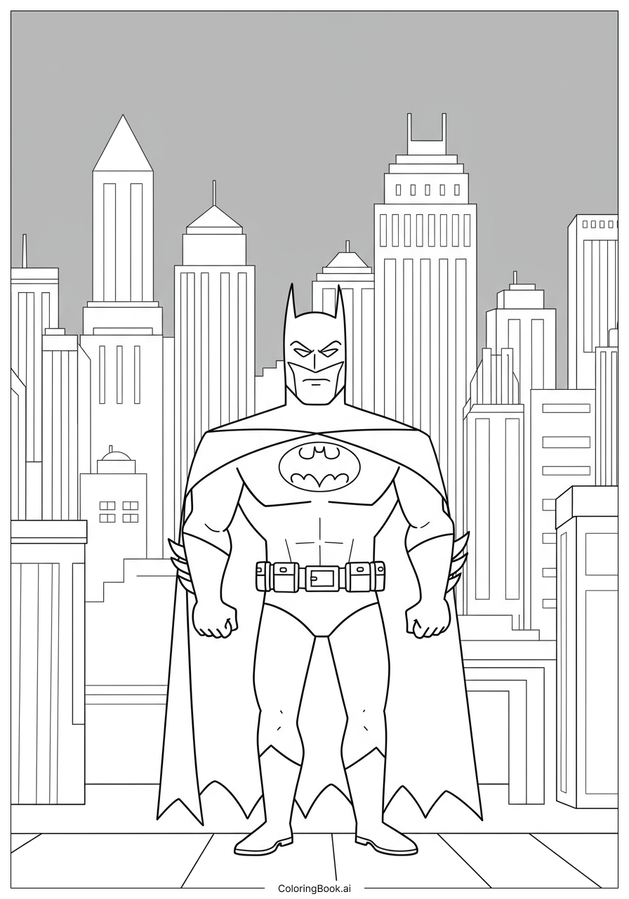  Page de coloriage Batman Défendant Gotham Contre l'Explosion 