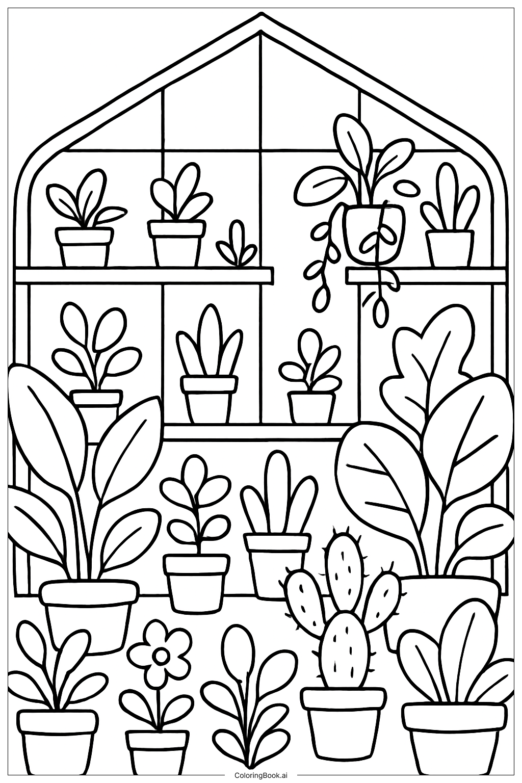  A Cozy Greenhouse Full Of Plants Coloring Page 