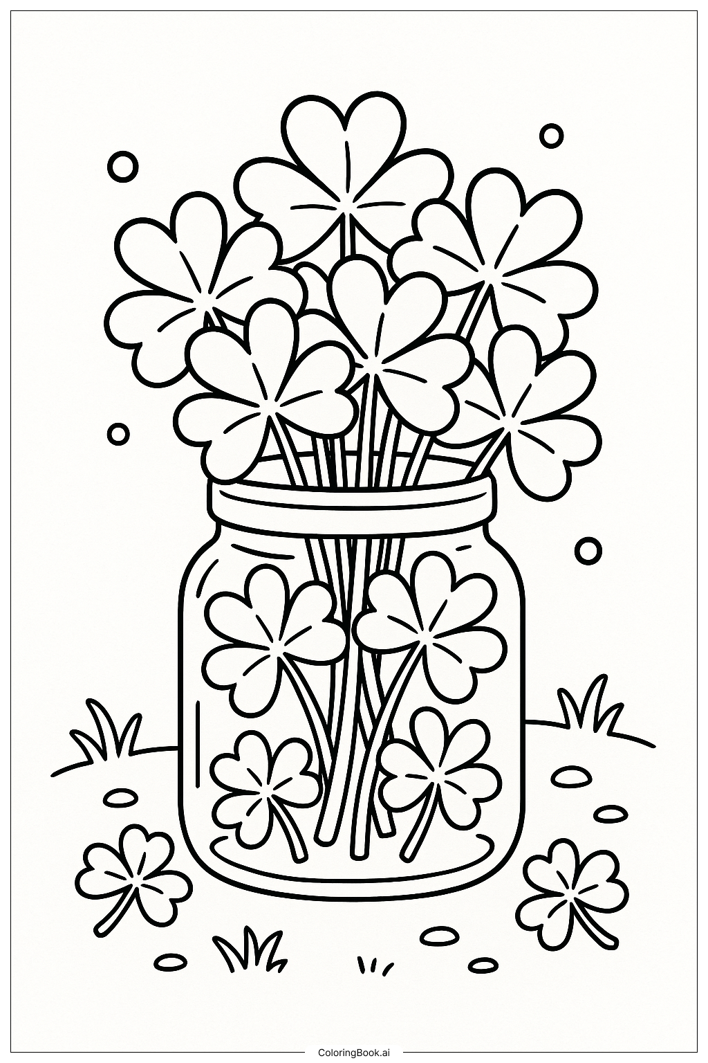  Página para colorir de Um Pote de Vidro Cheio de Trevos 