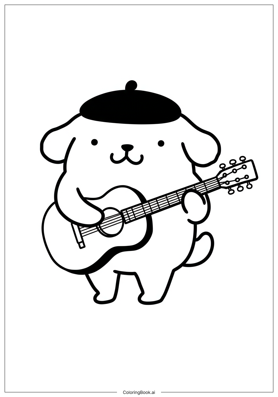 Pompompurin 彈吉他著色頁