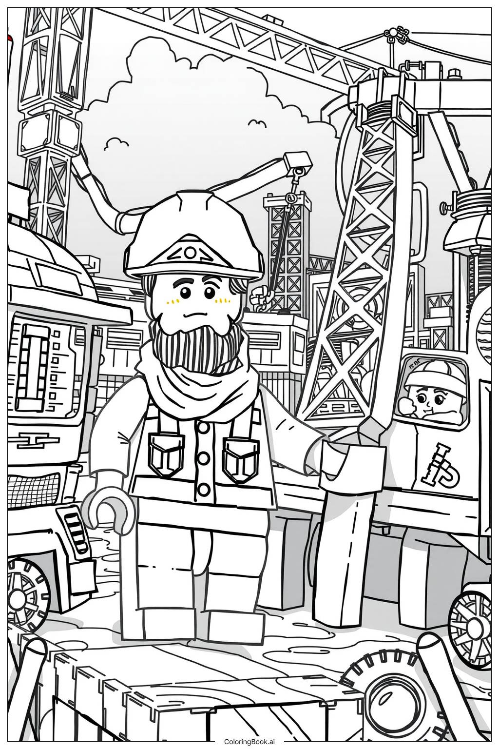  Lego Duplo Construction Site with Vehicles Coloring Page 