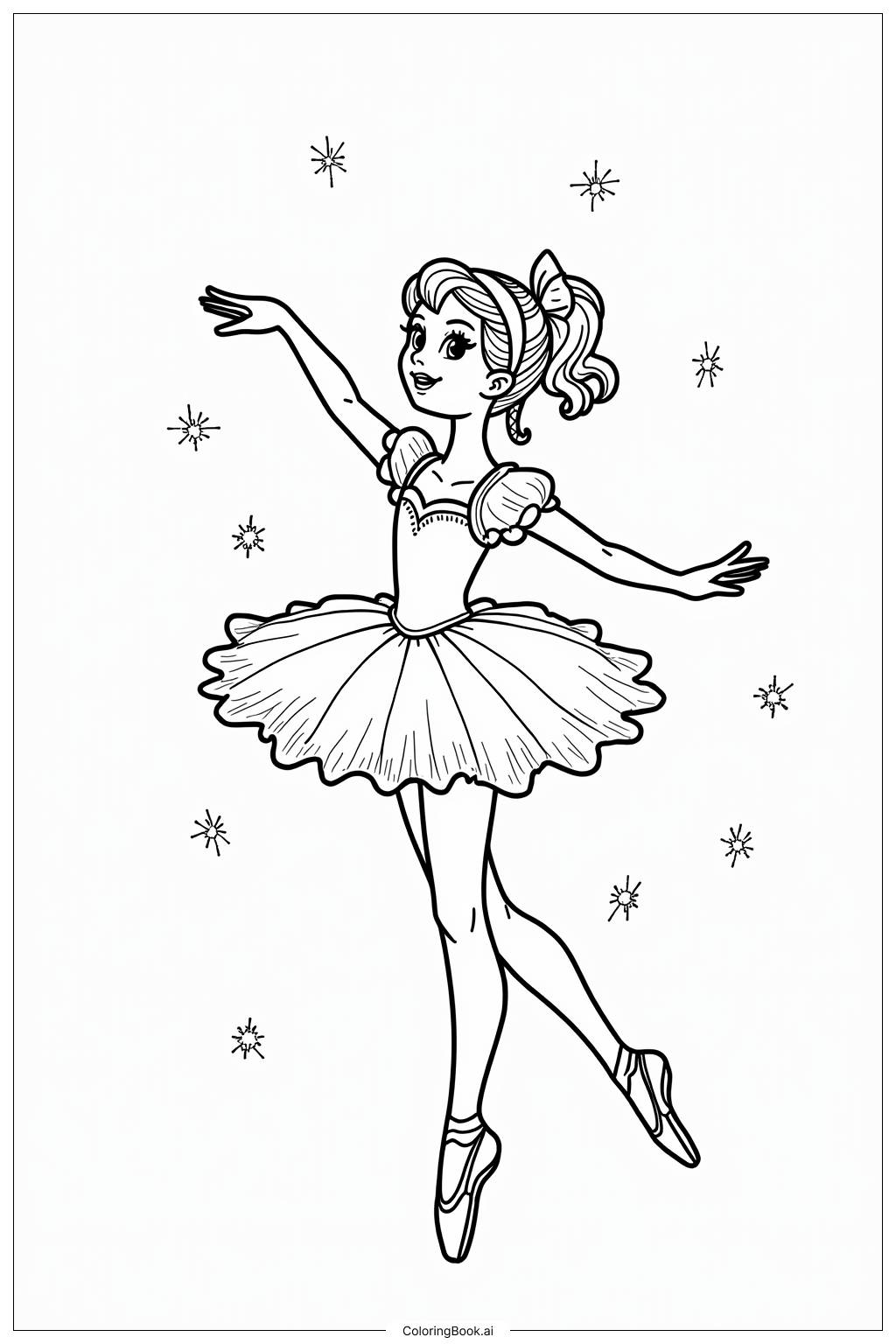  Página para colorear de Bailarina en un Maravilloso País de Invierno 