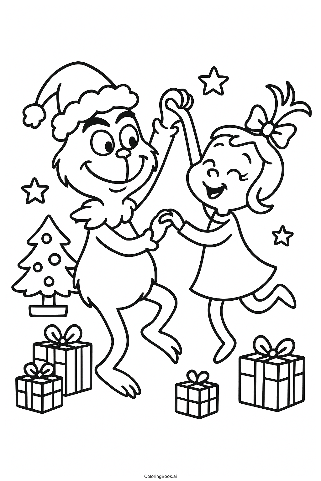  The Grinch Dancing With Cindy Lou Coloring Page 