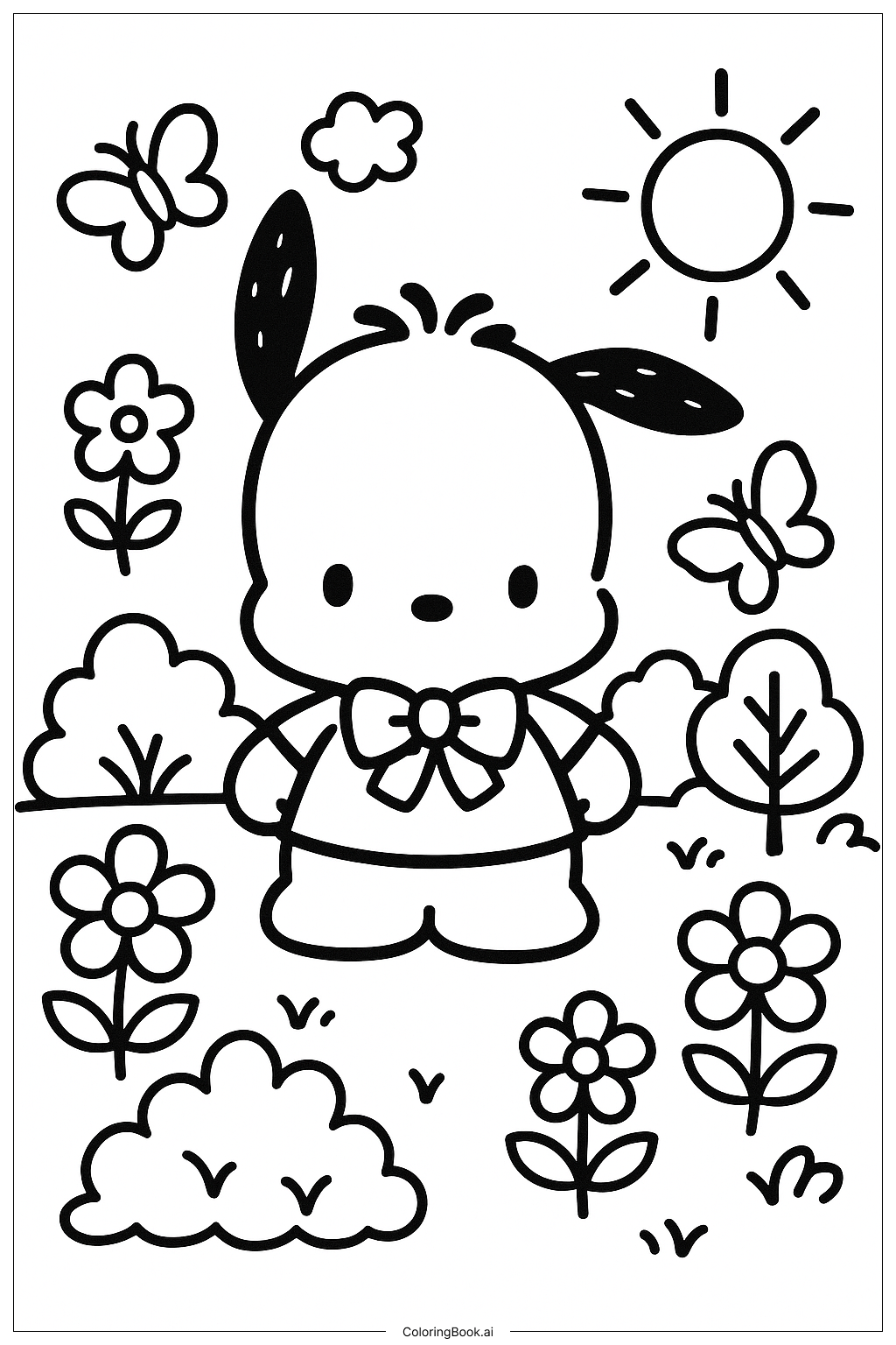 Pochacco 和精致花园填色页