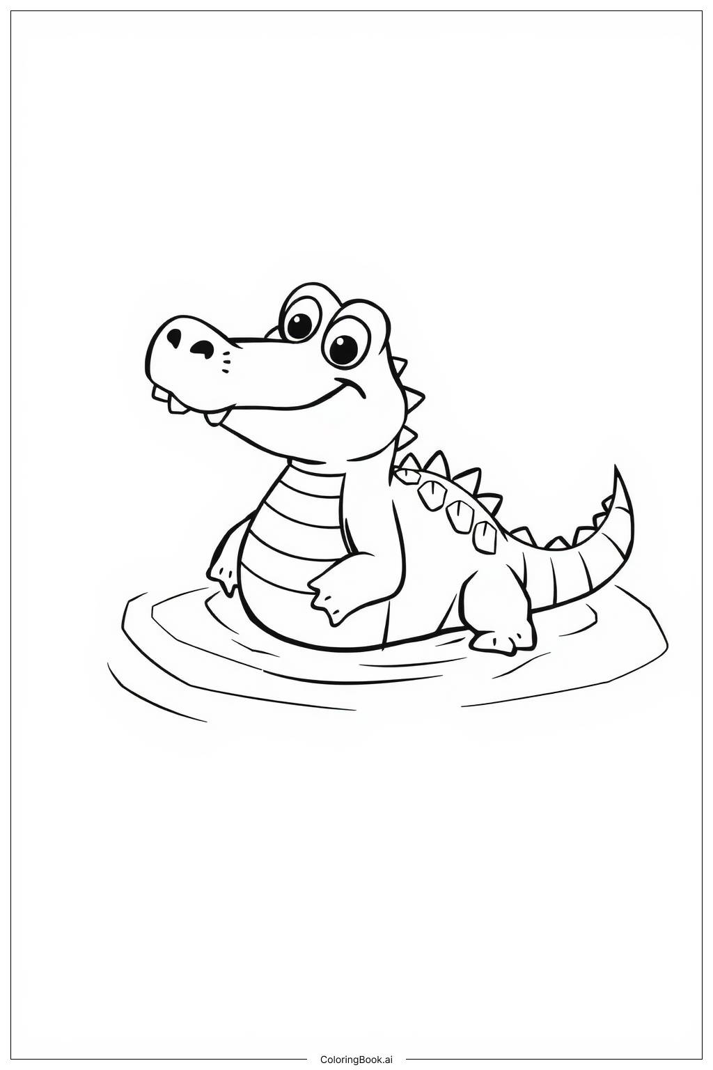  Page de coloriage Crocodile Naviguant à Travers des Eaux Marécageuses 