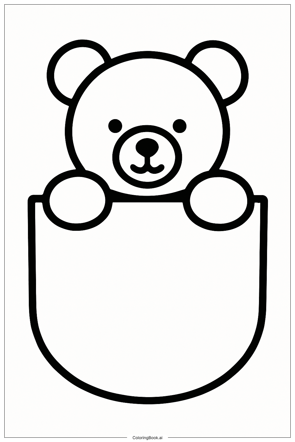  Teddy Bear Peeking From A Pocket Coloring Page 