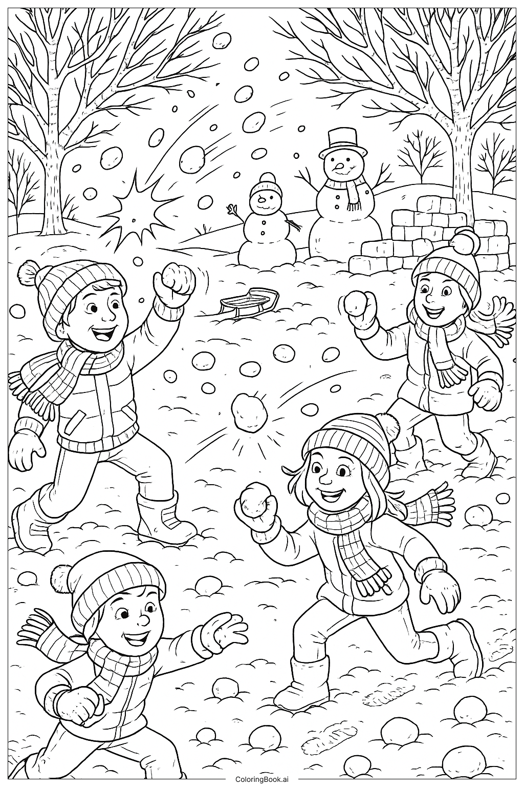  대박 눈싸움 색칠공부 페이지 