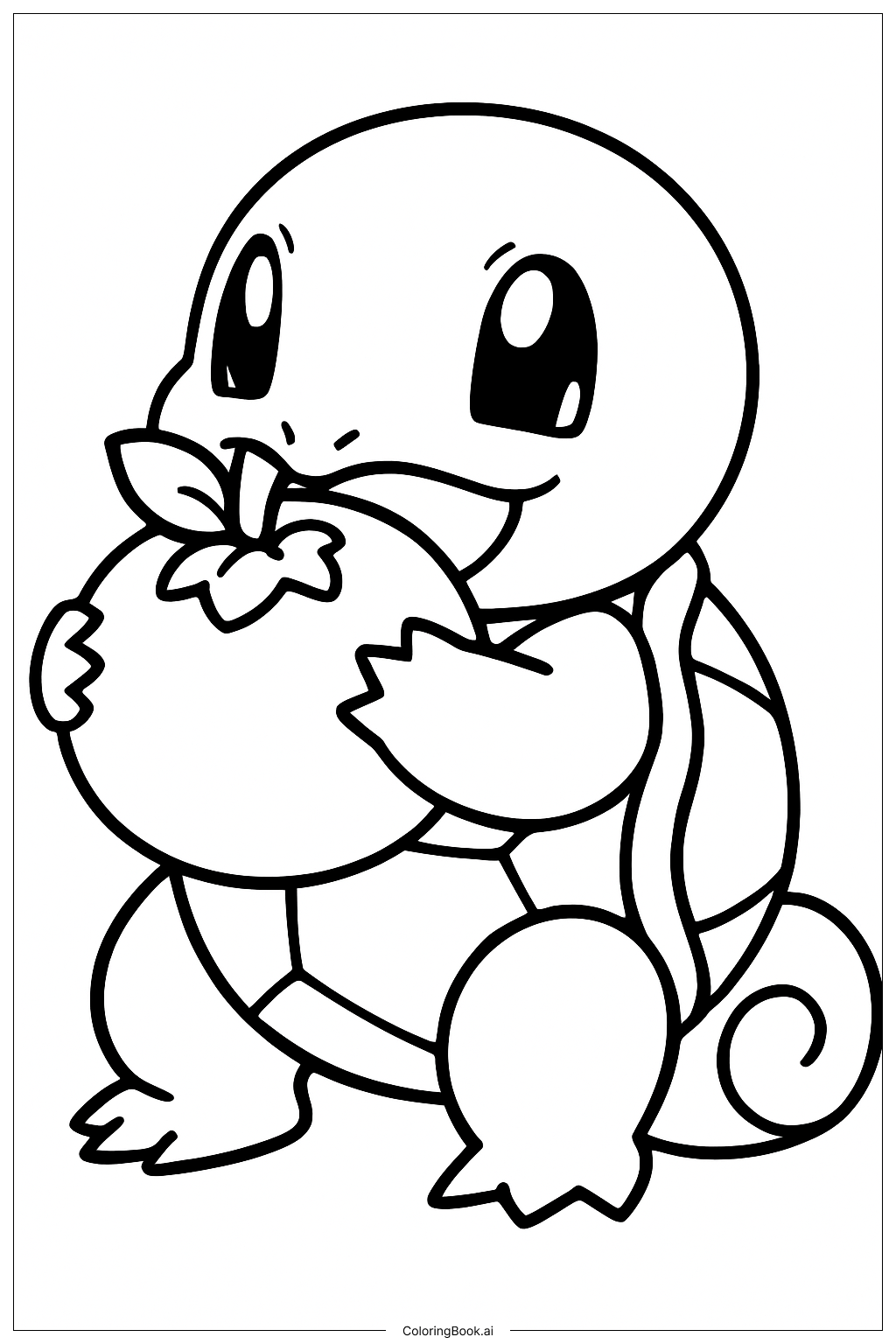  Página para colorear de Squirtle Comiendo una Bayas Oran 