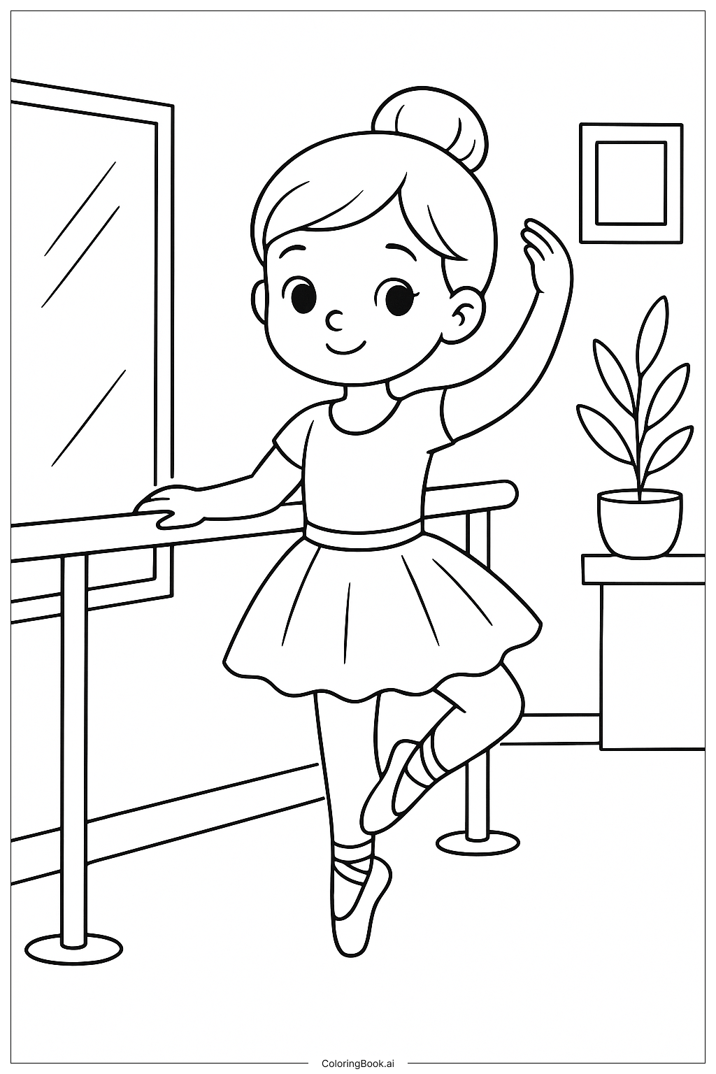  Página para colorear de Ballerina at the Ballet Barre 