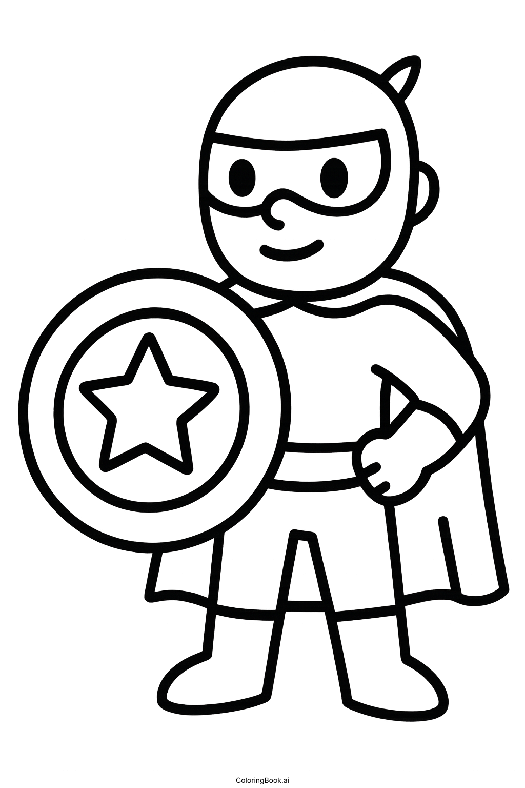 Superheld mit einem mächtigen Schild Ausmalseite