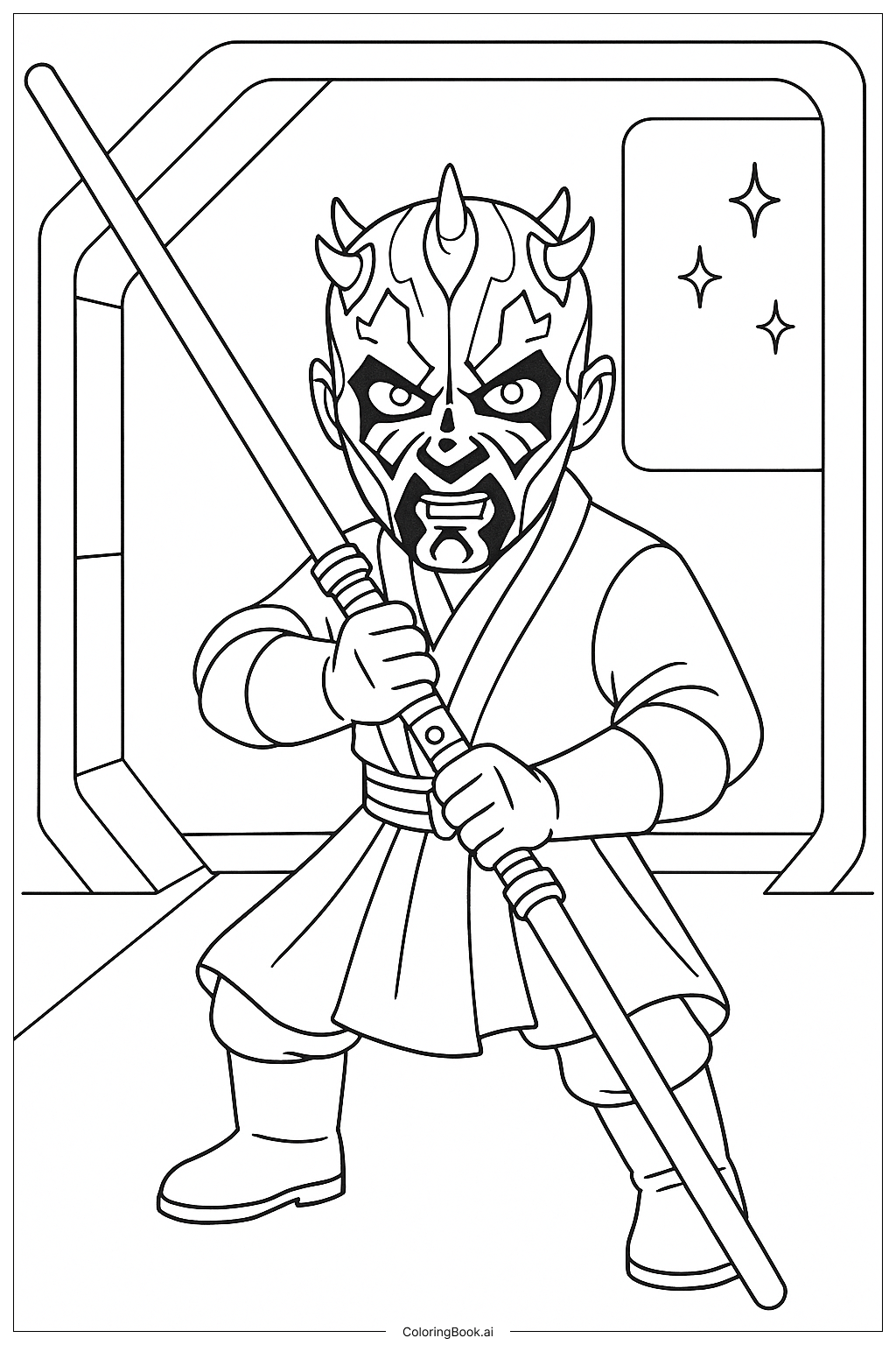 星際大戰 黑武士達斯魔帶雙刃光劍著色頁