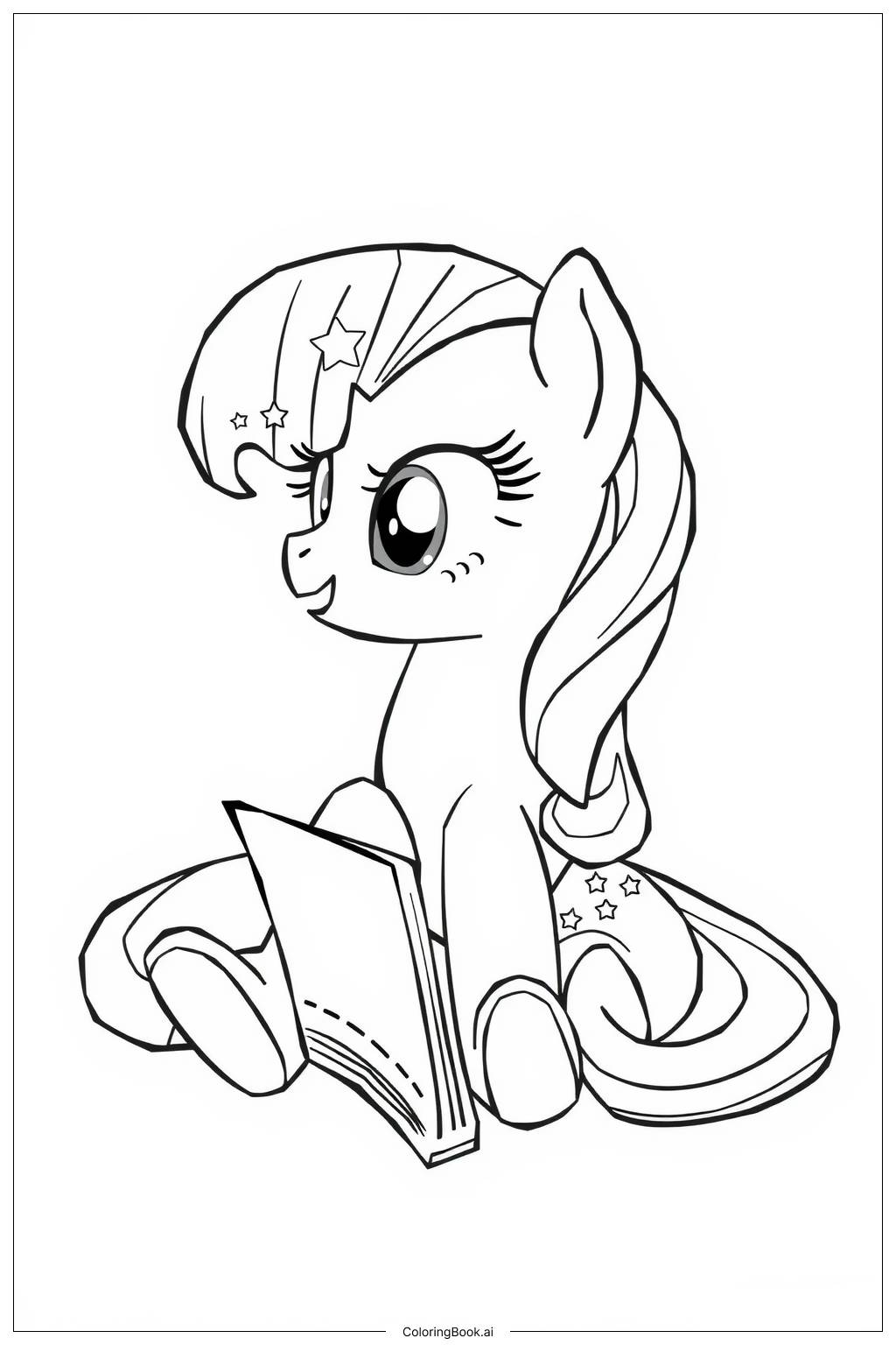  Page de coloriage Mon Petit Poney Twilight Sparkle avec un Livre 