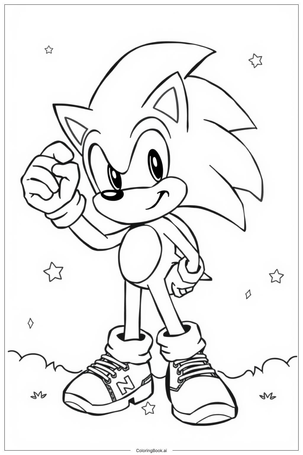  Página para colorir de Sonic vestido de werehog para o Halloween 