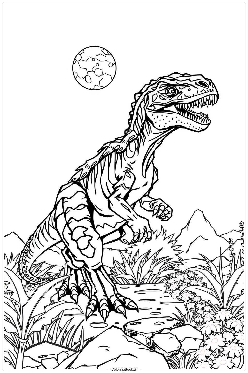  Jurassic World Indoraptor in the Night-2 Coloring Page 