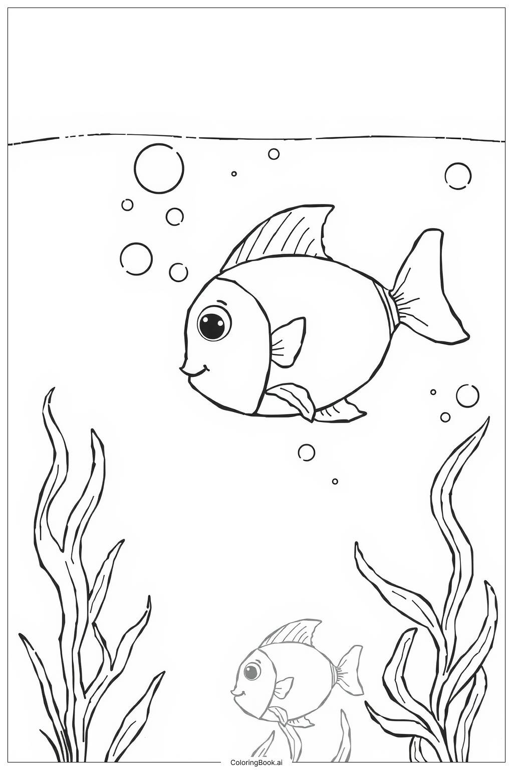  Page de coloriage Poissons réalistes dans un aquarium vibrant 