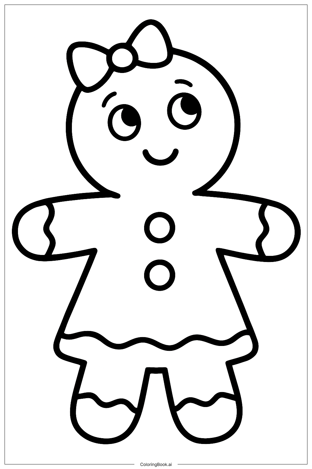  ジンジャーブレッドガールを見上げるの塗り絵ページ 