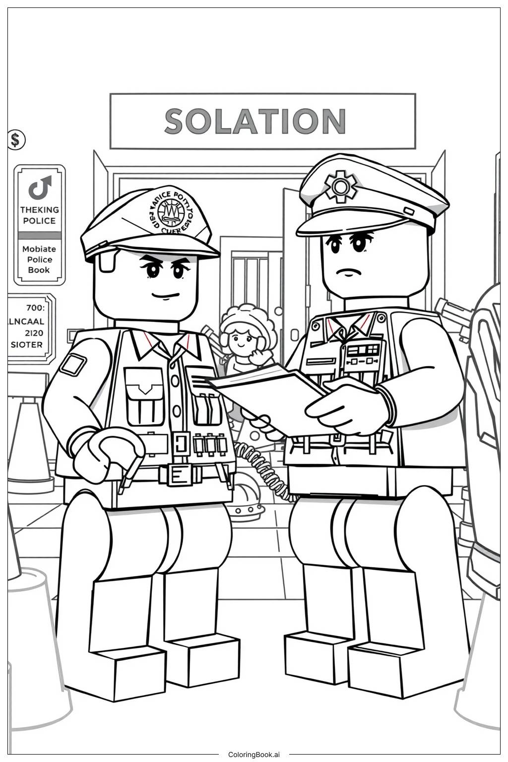  Lego Police Officers at Work Coloring Page 