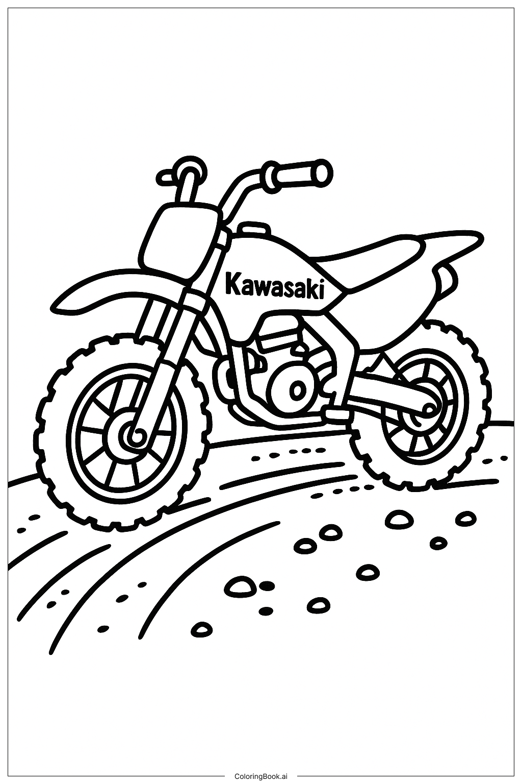  Kawasaki Motorcycle on a Dirt Track Coloring Page 