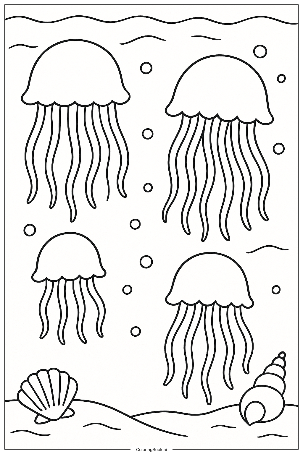  Jellyfish Swarm Under The Sea Coloring Page 