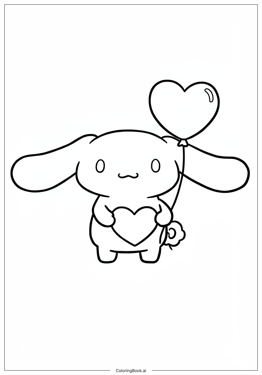  Cinnamoroll Holding A Heart Balloon Coloring Page 