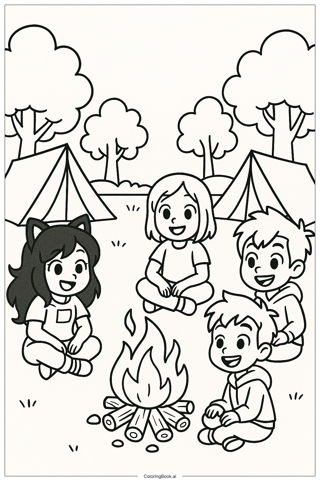  Aphmau And Her Friends Around A Campfire Coloring Page 