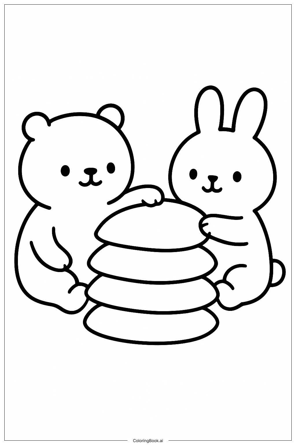 Cozy Friends Stacking Pillows Coloring Page