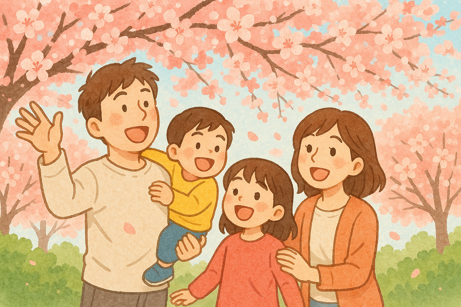 Moments de Famille Joyeux Sous des Arbres en Fleur