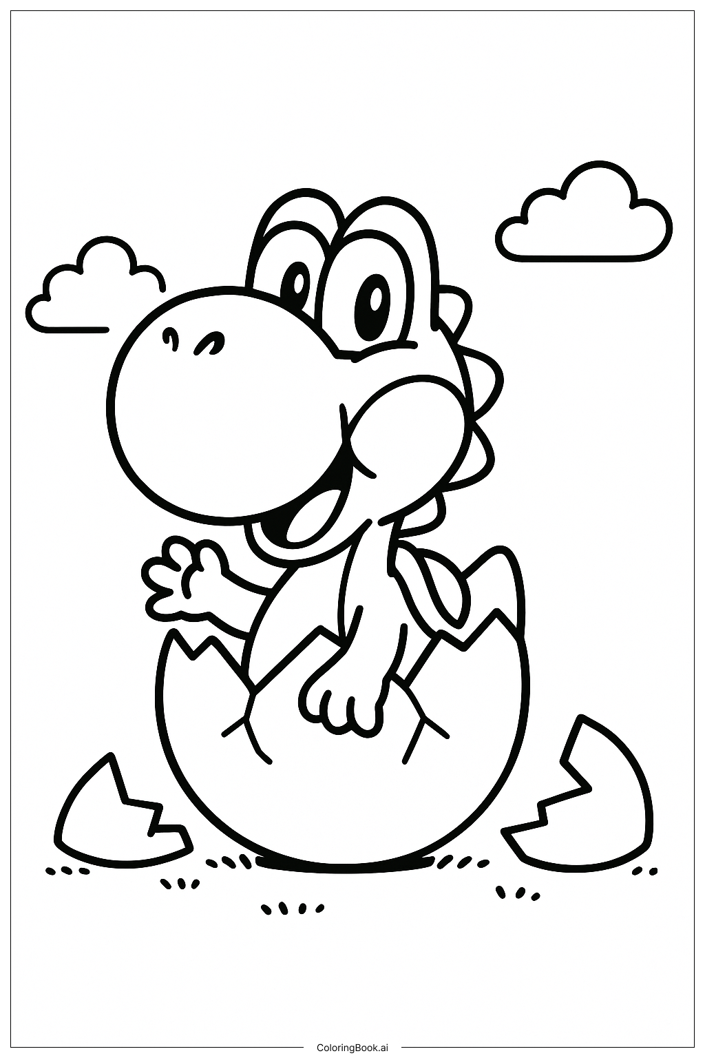  Yoshi Hatching from an Egg Coloring Page 