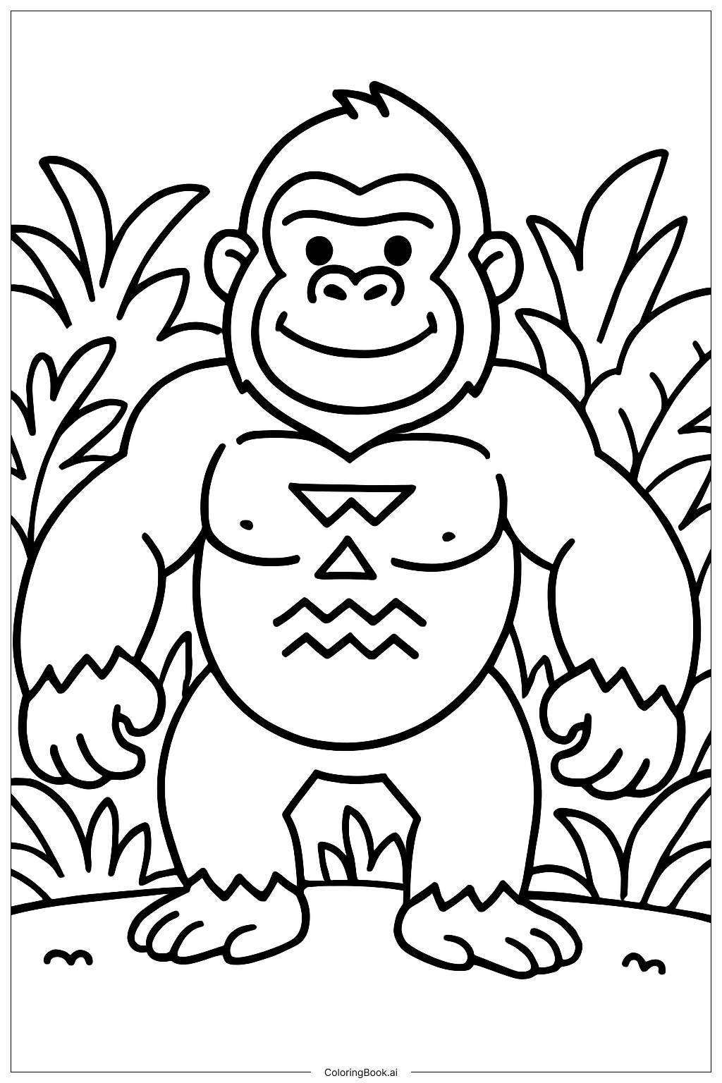  King Kong with Tribal Markings on Chest Coloring Page 