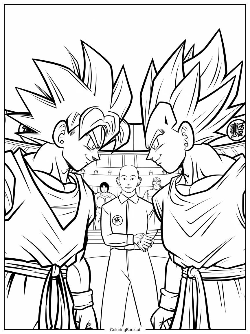  Goku vs Vegeta Coloring Page 