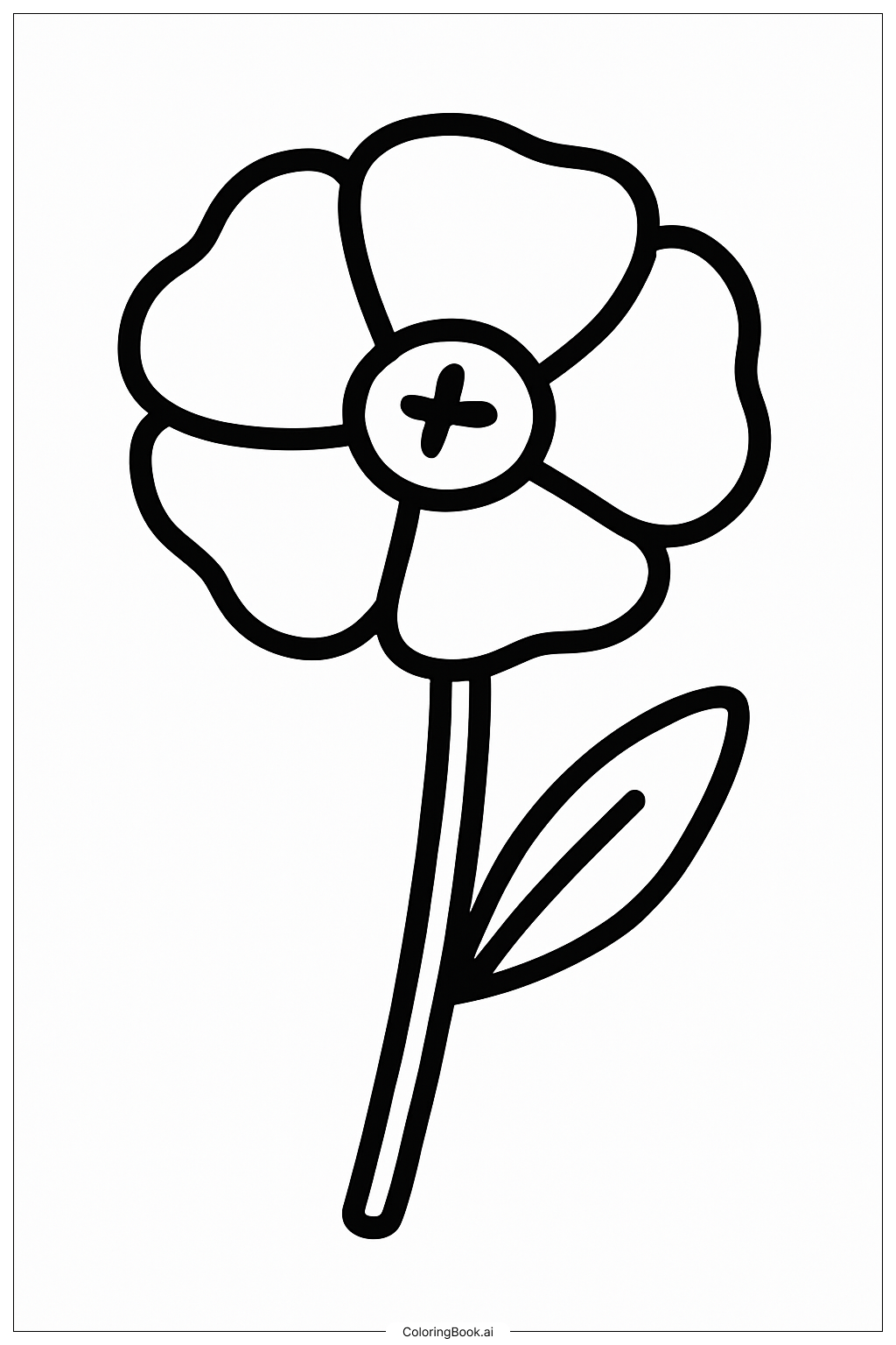 Hoa Anh Túc Có Cuống Và Một Lá