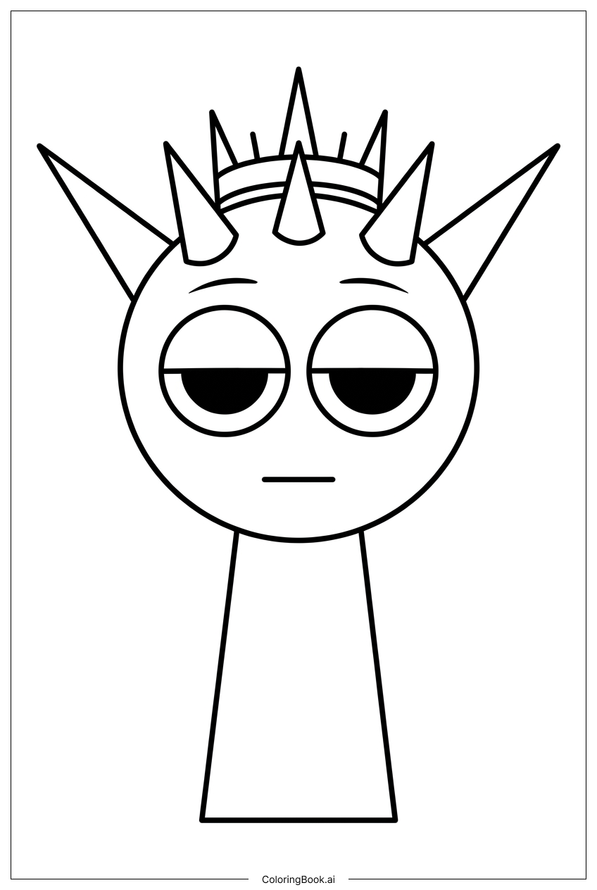 Page de coloriage Sprunki le Gardien Épineux Montre une Détermination Calme