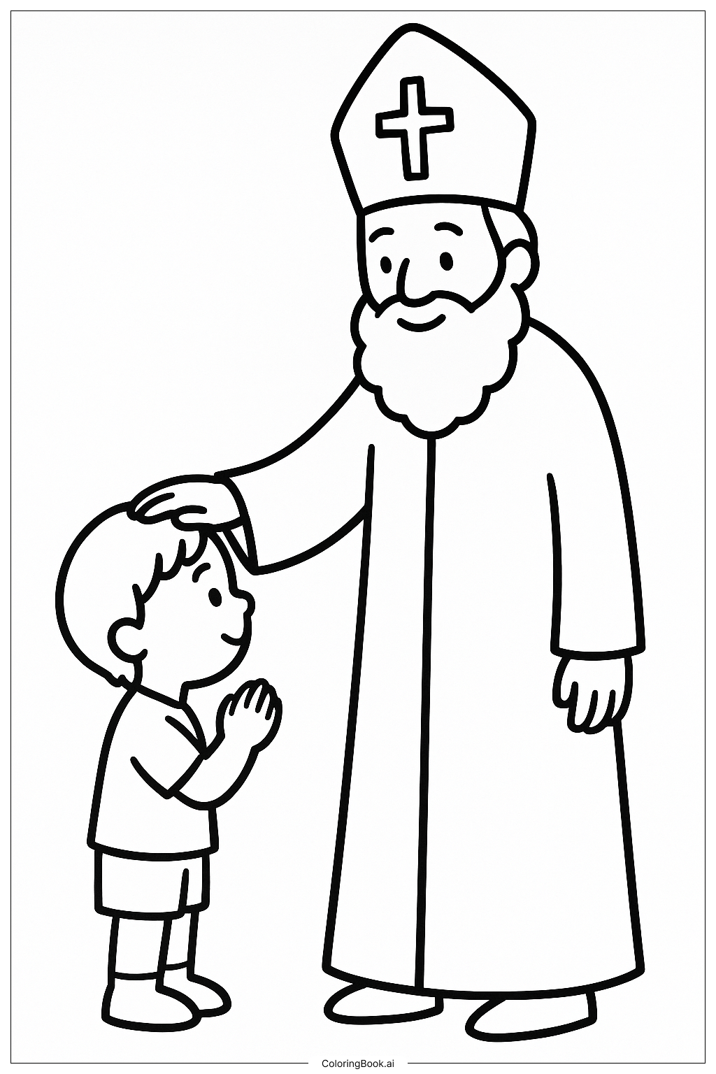 성 니콜라스가 아이에게 축복을 내림 색칠공부 페이지