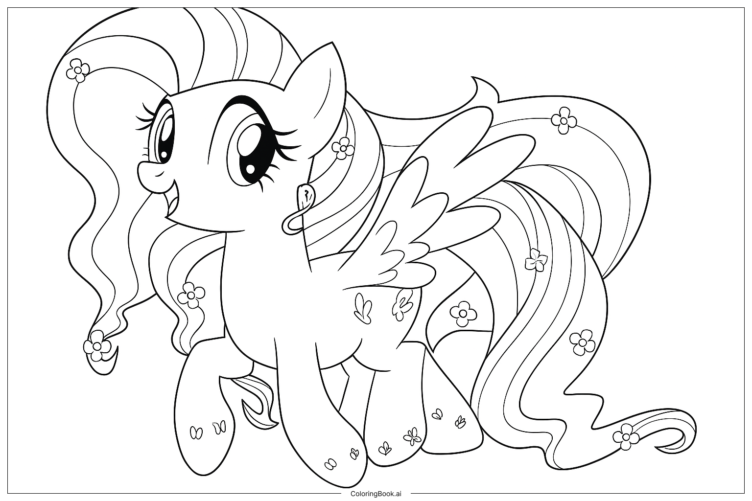  Trang tô màu Fluttershy Cận Cảnh 