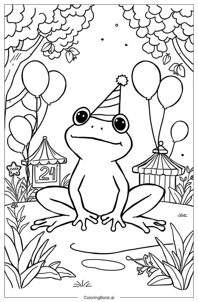  Fairy Tale Frog Carnival Coloring Page 