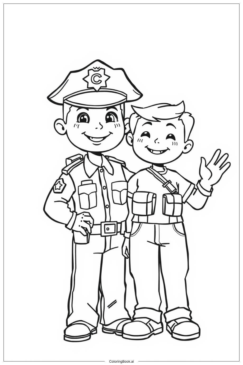  Police Officers Engaging with the Community Coloring Page 