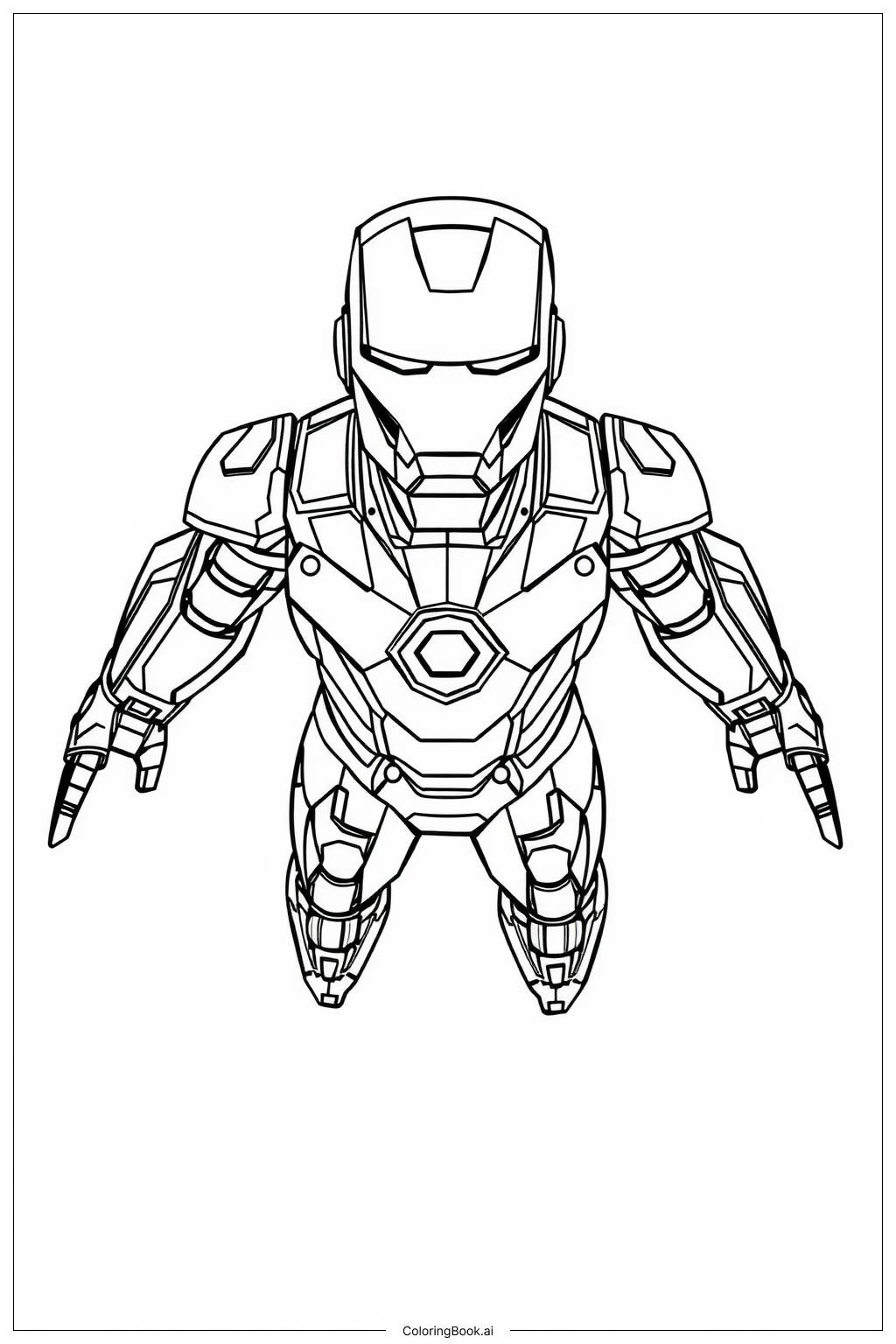  Página para colorir de Homem de Ferro Voando no Céu 